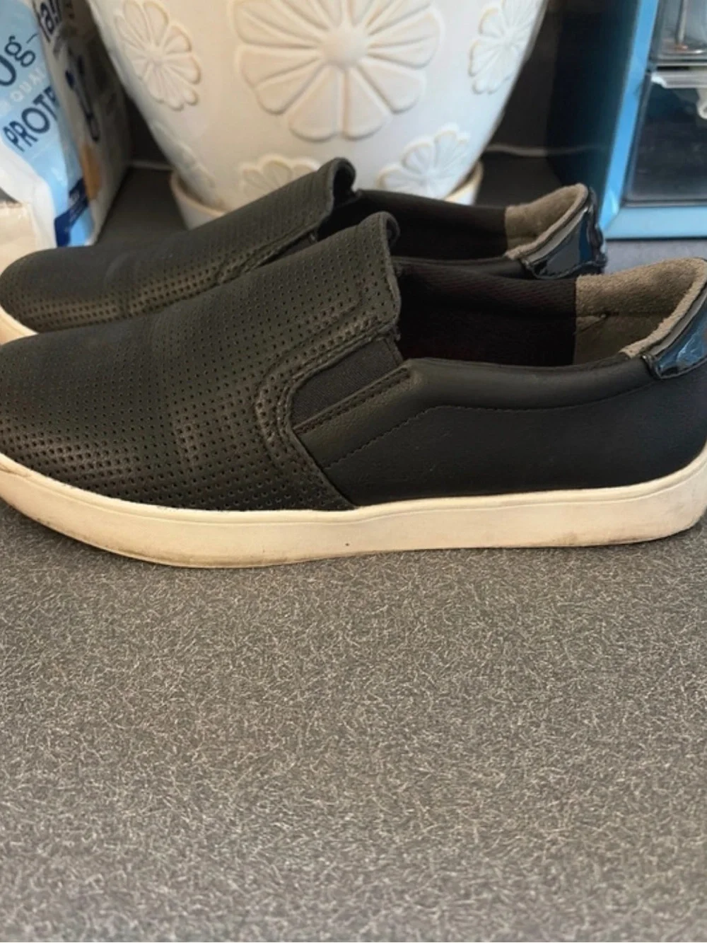 Dr. Scholl's Black Perforated Slip-On Comfort Flats